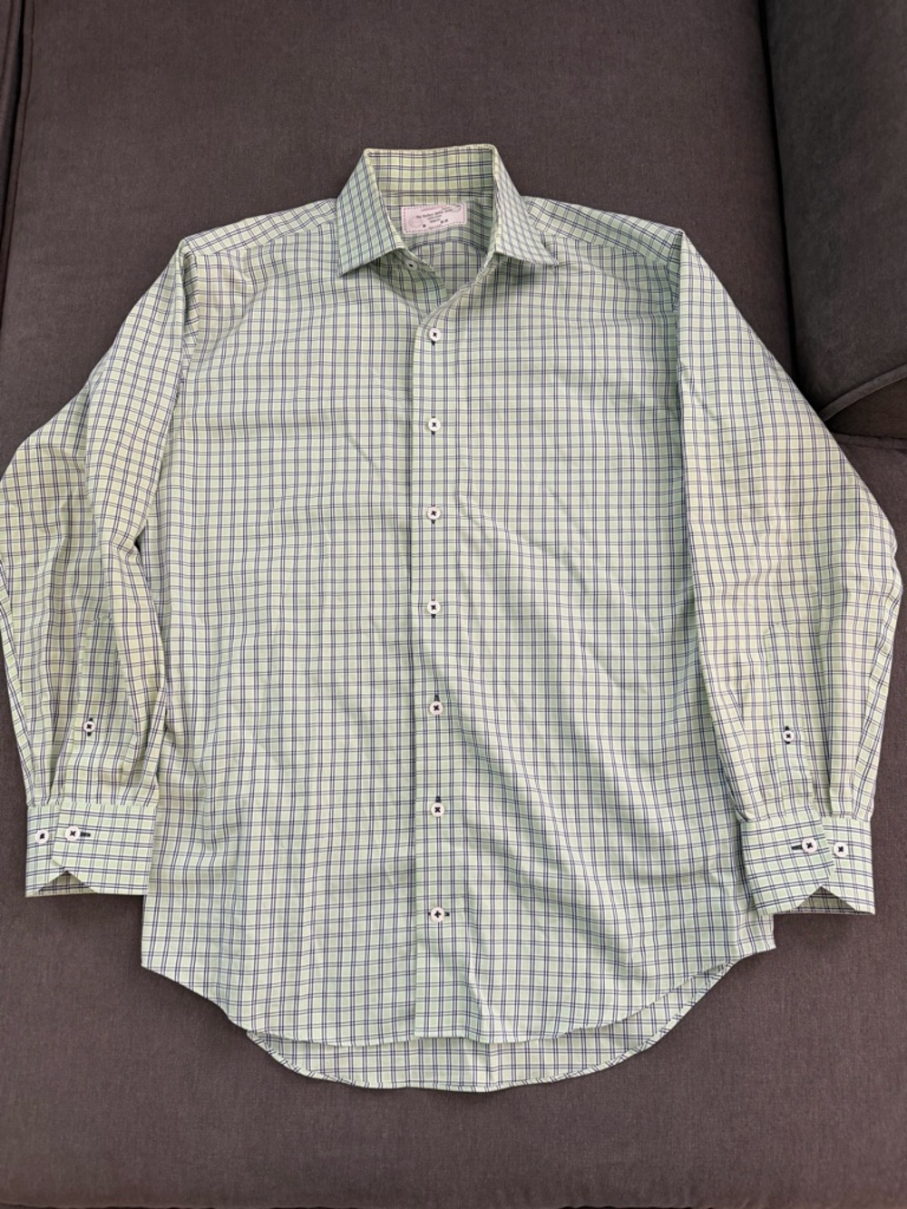 Lorenzo Uomo Light Green Checkered Dress Shirt